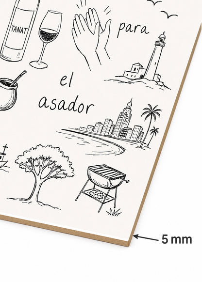 Cuadro Decorativo Sin Marco - MDF 9mm Uruguay Un Aplauso para el Asador Dibujo - foto 6