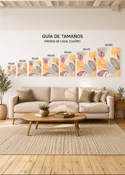 Set x2 Cuadros Decorativos Sin Marco - MDF 9mm Abstractos Dorado Boho Monstera Plantas - foto 4
