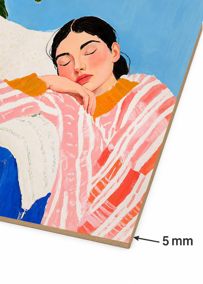 Set x2 Cuadros Decorativos Sin Marco - MDF 9mm Abstractos Ilustraciones Modernas Mujer Dormida - foto 5