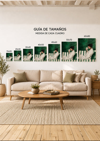 Set x2 Cuadros Decorativos Sin Marco - MDF 9mm Abstractos Ilustraciones Modernas Mujer Perro Verde Esmeralda - foto 4