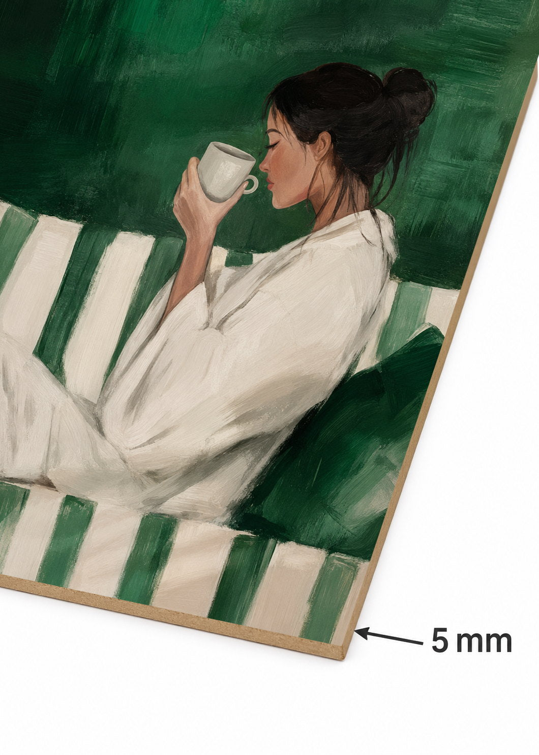 Set x2 Cuadros Decorativos Sin Marco - MDF 9mm Abstractos Ilustraciones Modernas Mujer Perro Verde Esmeralda - foto 5