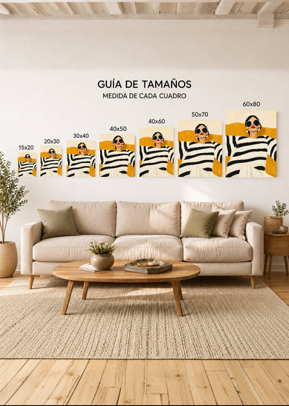 Set x2 Cuadros Decorativos Sin Marco - MDF 9mm Abstractos Ilustraciones Modernas Mujer Tacones Amarillo - foto 4