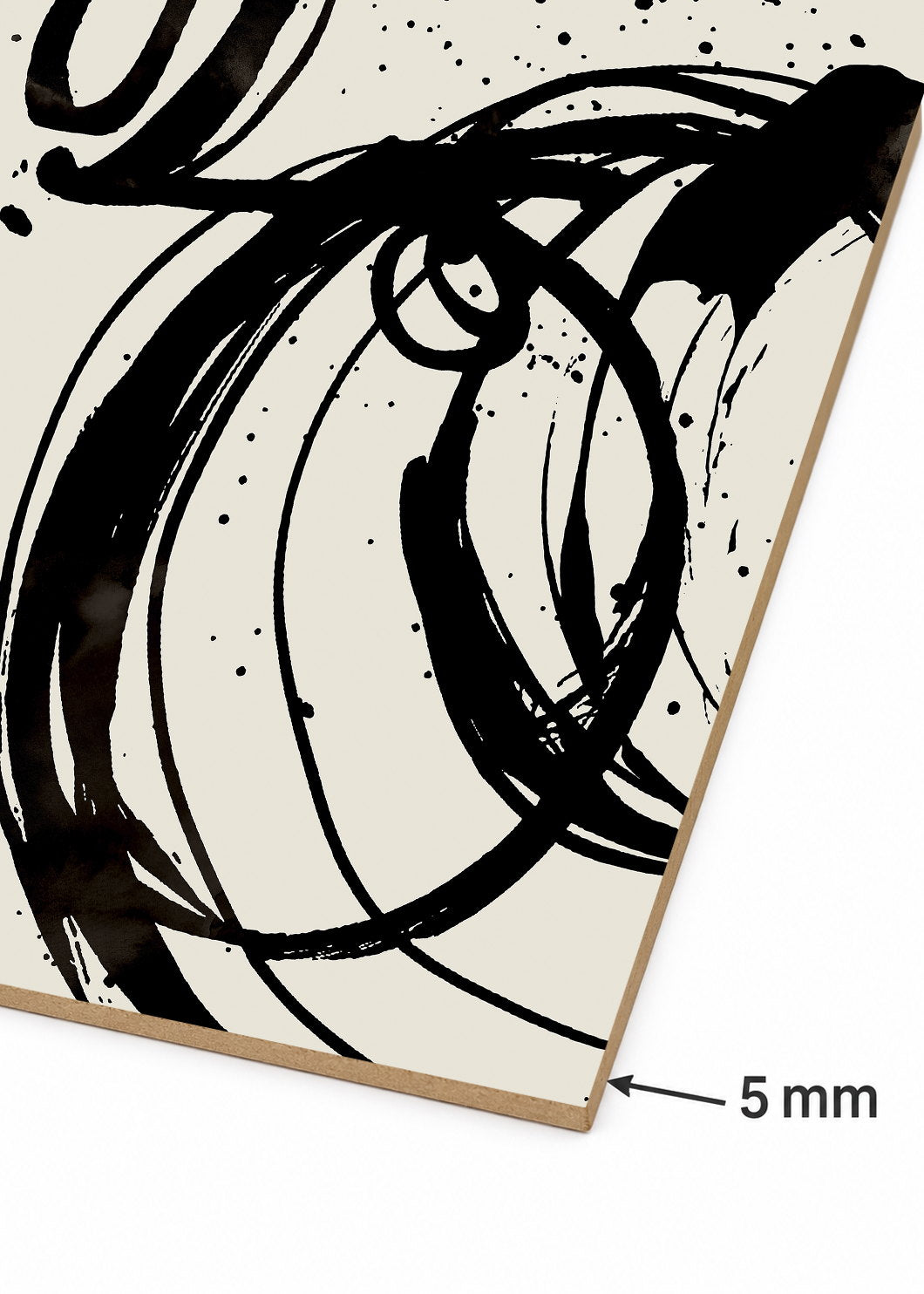 Set x2 Cuadros Decorativos Sin Marco - MDF 9mm Arte Abstracto Black Fondo Beige - foto 5