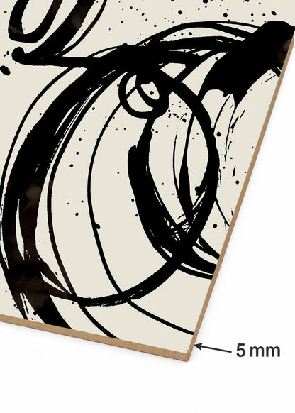 Set x2 Cuadros Decorativos Sin Marco - MDF 9mm Arte Abstracto Black Fondo Beige - foto 5