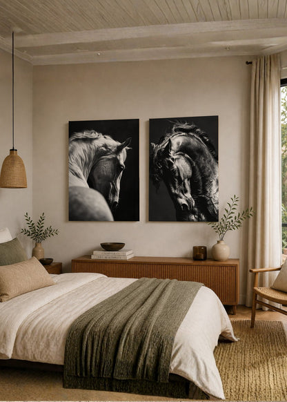 Set x2 Cuadros Decorativos Sin Marco - MDF 9mm Caballos Amantes de los Caballos XXIV - foto 1