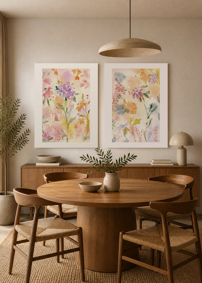 Set x2 Cuadros Decorativos Sin Marco - MDF 9mm Diseños Botánico Floral Acuarela - foto 3