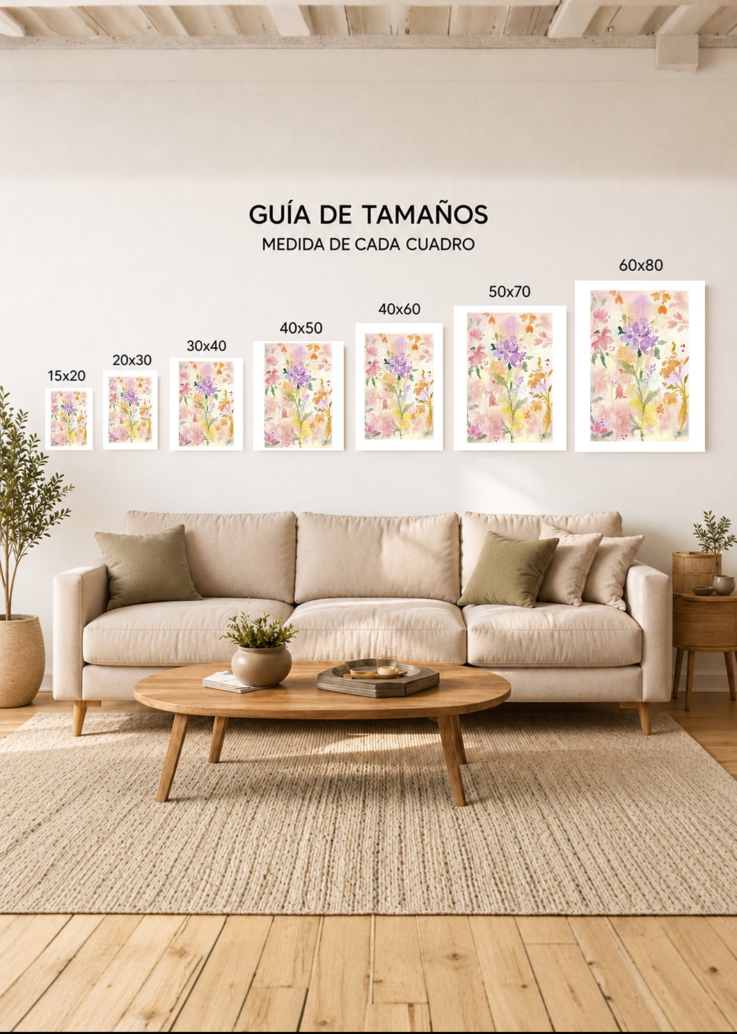 Set x2 Cuadros Decorativos Sin Marco - MDF 9mm Diseños Botánico Floral Acuarela - foto 4