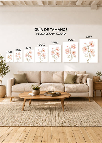 Set x2 Cuadros Decorativos Sin Marco - MDF 9mm Diseños Botánico Flores Rosa - foto 4