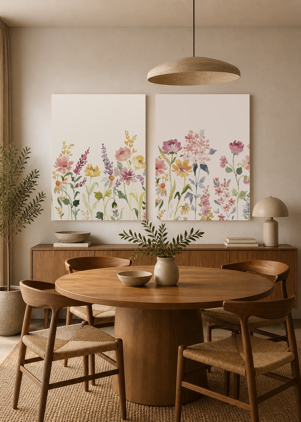 Set x2 Cuadros Decorativos Sin Marco - MDF 9mm Diseños Botánico Flores Silvestres - foto 3