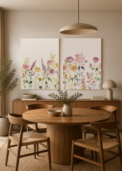 Set x2 Cuadros Decorativos Sin Marco - MDF 9mm Diseños Botánico Flores Silvestres - foto 3