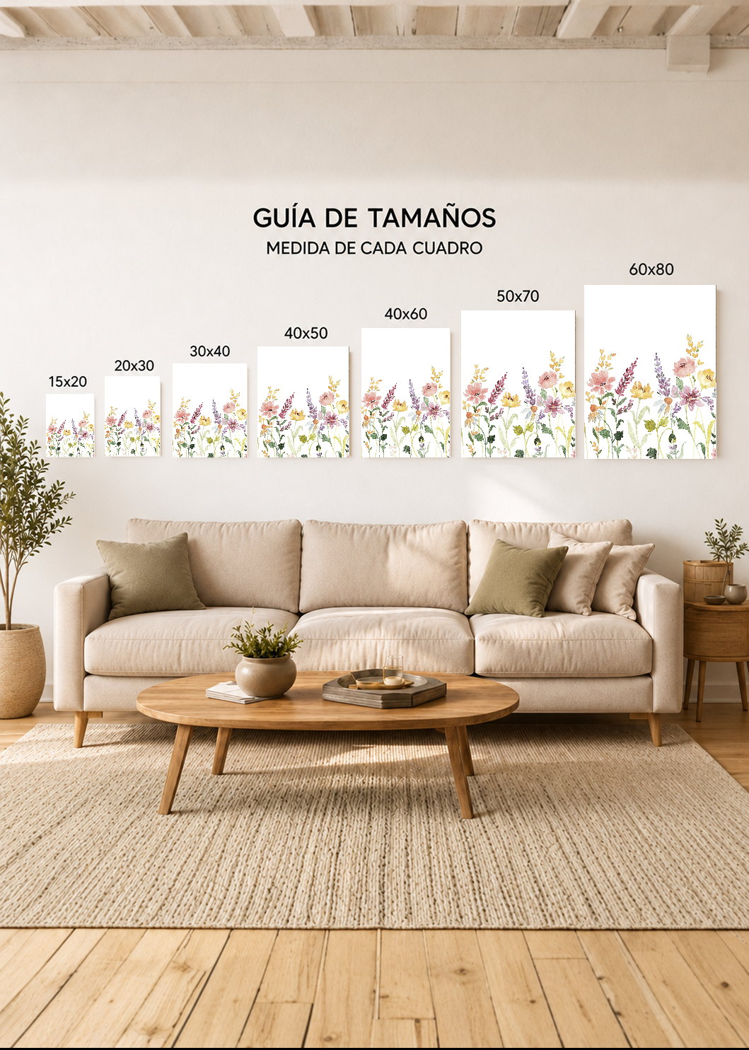 Set x2 Cuadros Decorativos Sin Marco - MDF 9mm Diseños Botánico Flores Silvestres - foto 4