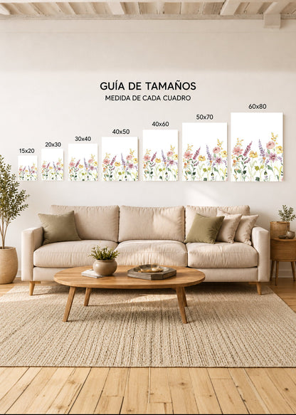 Set x2 Cuadros Decorativos Sin Marco - MDF 9mm Diseños Botánico Flores Silvestres - foto 4