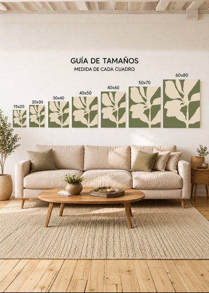Set x2 Cuadros Decorativos Sin Marco - MDF 9mm Diseños Botánico Flores Verde Salvia - foto 4