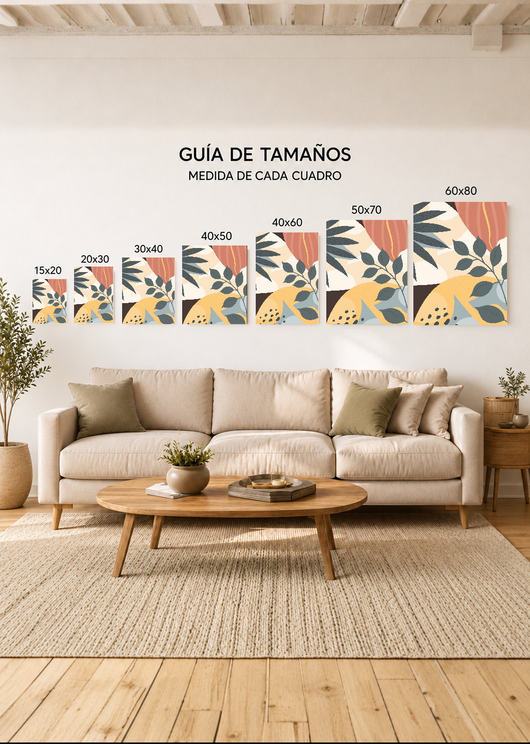 Set x2 Cuadros Decorativos Sin Marco - MDF 9mm Hojas Botánicos - foto 4