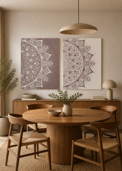 Set x2 Cuadros Decorativos Sin Marco - MDF 9mm Mandala Gris y Blanco - foto 3