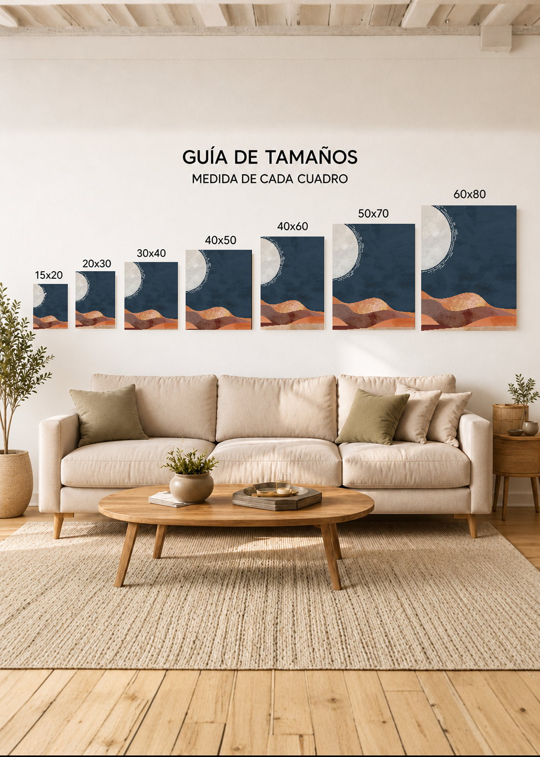 Set x2 Cuadros Decorativos Sin Marco - MDF 9mm Sol y Luna - foto 4