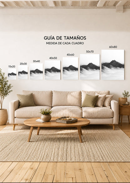 Set x2 Cuadros Decorativos Sin Marco - MDF 9mm Montañas Blanco y Negro - foto 4