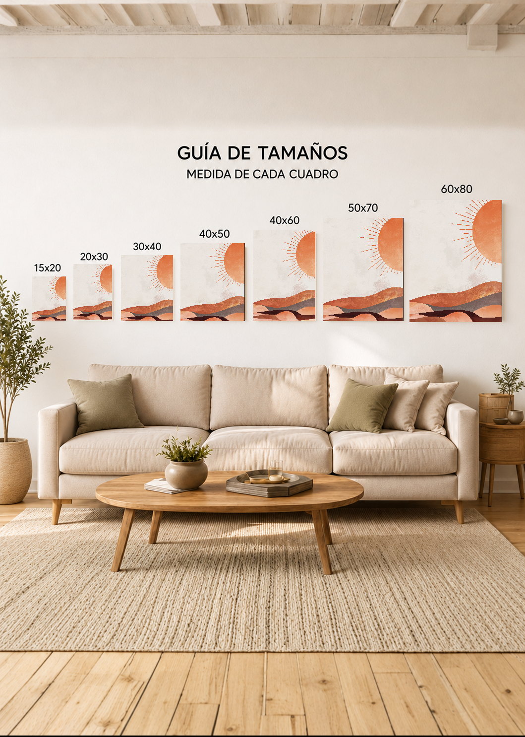 Set x2 Cuadros Decorativos Sin Marco - MDF 9mm Sol y Luna II - foto 4