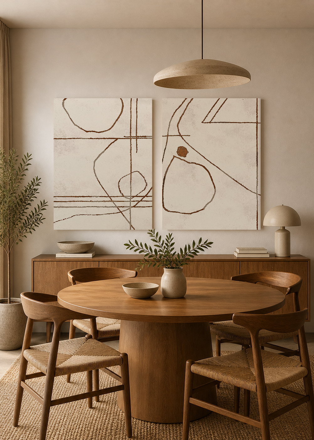 Set x2 Cuadros Decorativos Sin Marco - MDF 9mm Abstractos Lineas - foto 3
