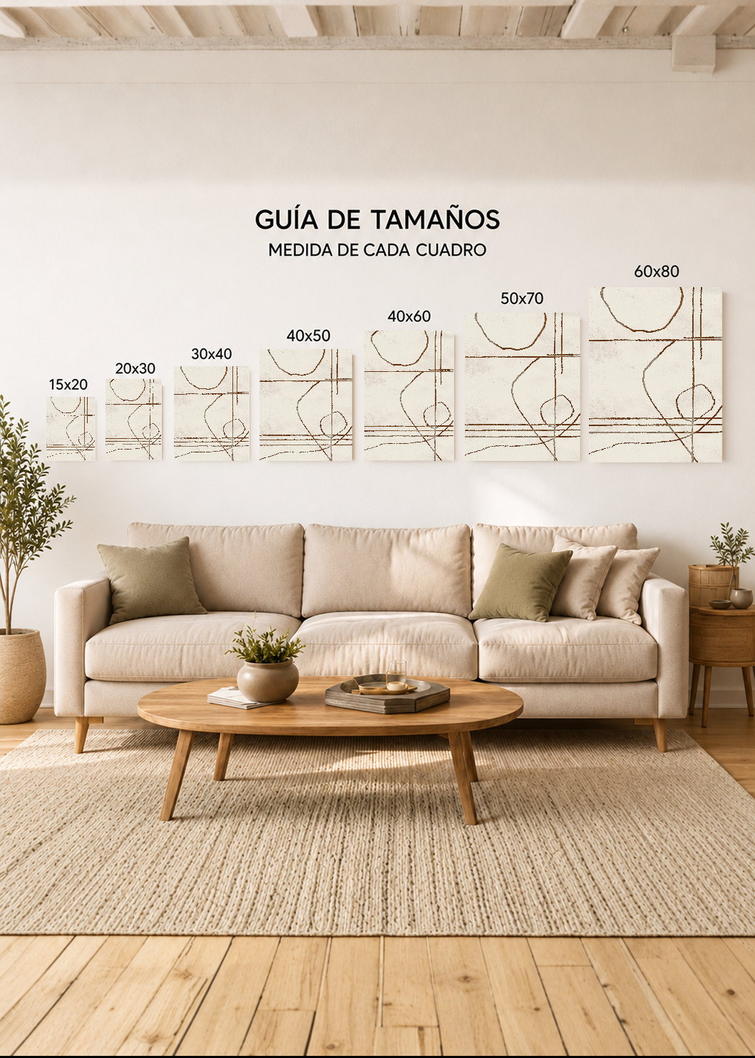 Set x2 Cuadros Decorativos Sin Marco - MDF 9mm Abstractos Lineas - foto 4
