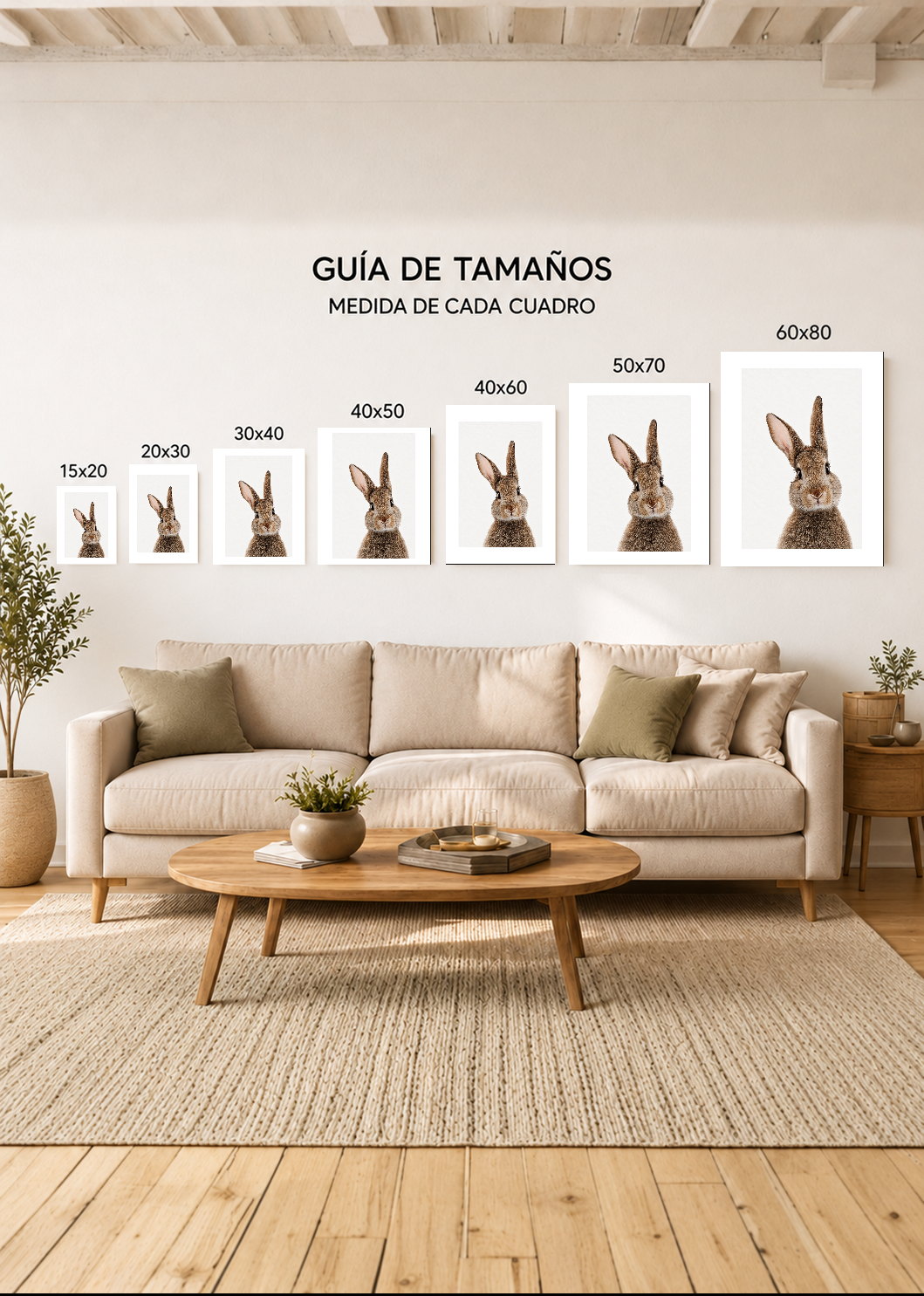 Set x2 Cuadros Decorativos Sin Marco - MDF 9mm Infantiles Conejito - foto 4