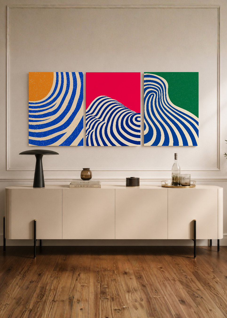 Set x3 Cuadros Decorativos Sin Marco - MDF 9mm Abstract V - foto 1
