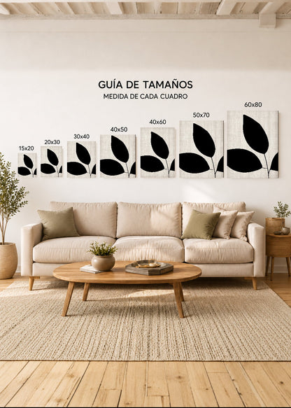 Set x3 Cuadros Decorativos Sin Marco - MDF 9mm Abstractos Blanco y Negro Flores - foto 4