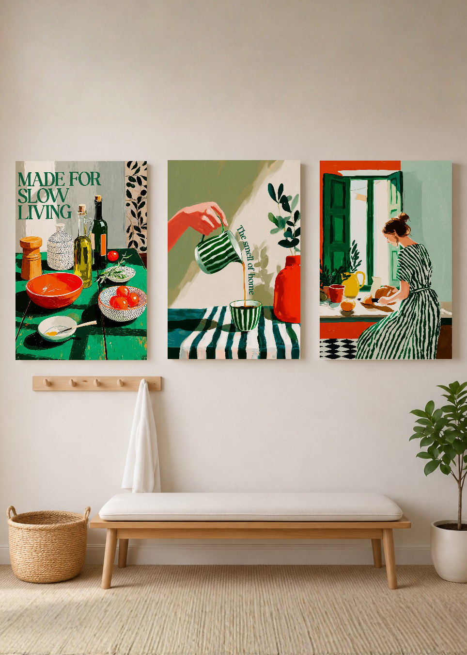 Set x3 Cuadros Decorativos Sin Marco - MDF 9mm Abstractos Ilustración Cocina - foto 3