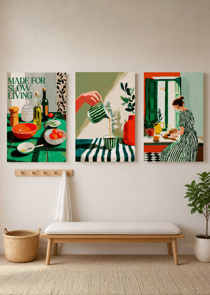 Set x3 Cuadros Decorativos Sin Marco - MDF 9mm Abstractos Ilustración Cocina - foto 3