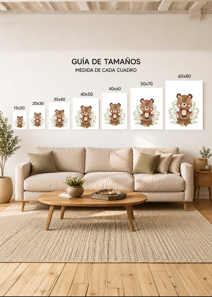 Set x3 Cuadros Decorativos Sin Marco - MDF 9mm Abstractos Kids Infantil Osito Conejo y Zorrito - foto 4