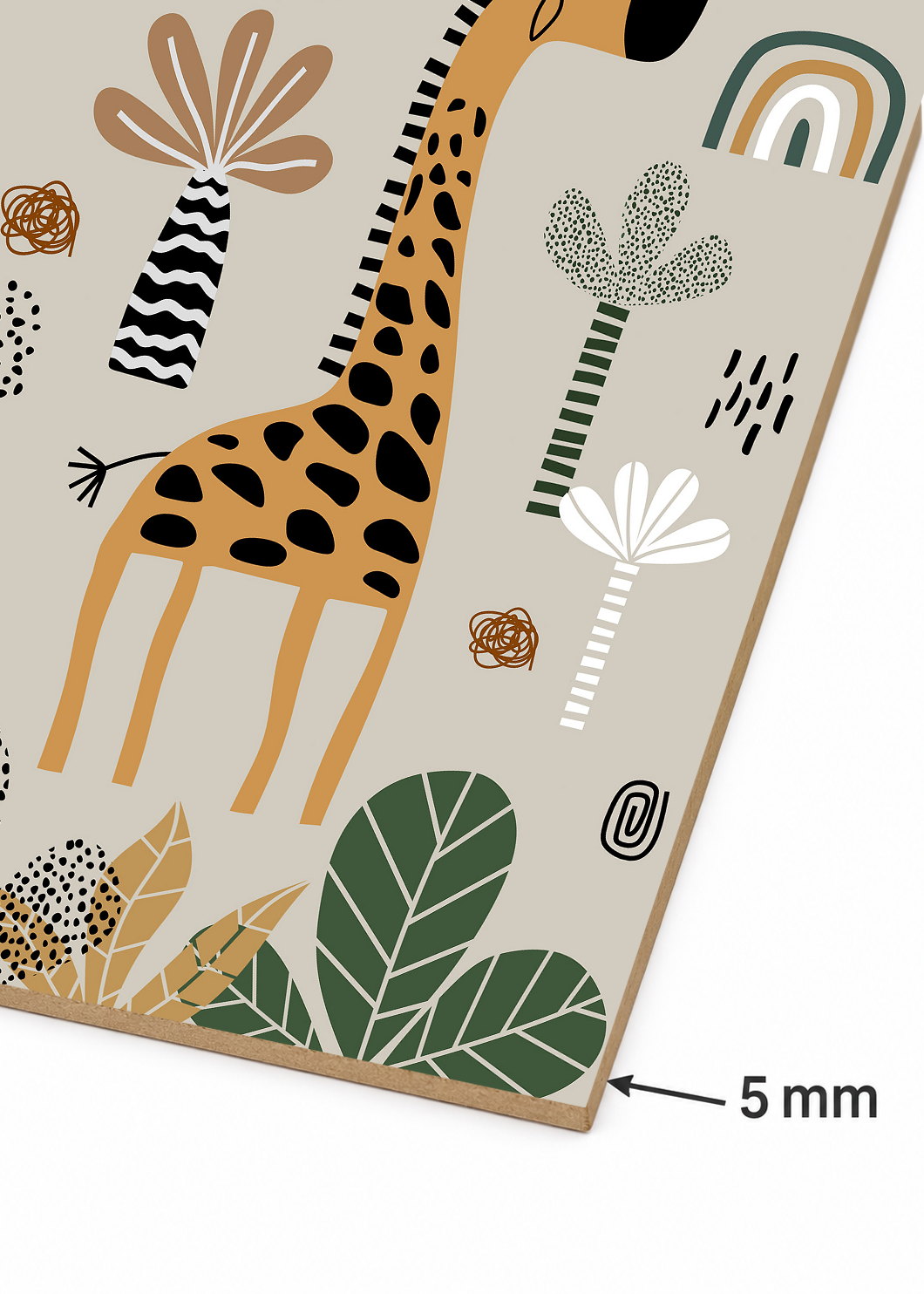 Set x3 Cuadros Decorativos Sin Marco - MDF 9mm Abstractos Kids Infantil Selva León Jirafa Cebra - foto 5