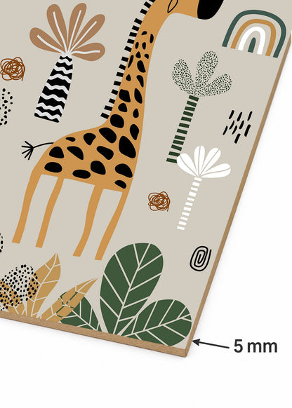 Set x3 Cuadros Decorativos Sin Marco - MDF 9mm Abstractos Kids Infantil Selva León Jirafa Cebra - foto 5