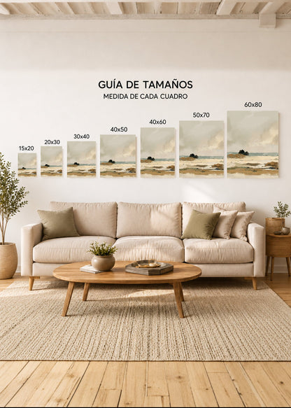 Set x3 Cuadros Decorativos Sin Marco - MDF 9mm Abstractos Pintura Beige - foto 4