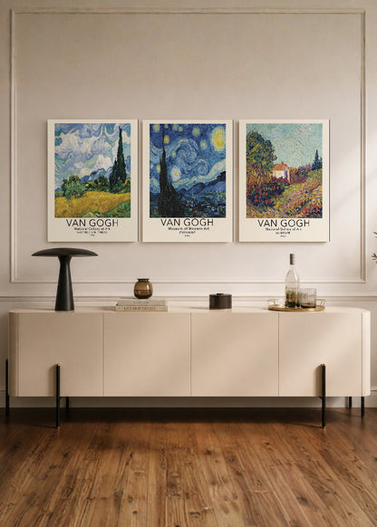 Set x3 Cuadros Decorativos Sin Marco - MDF 9mm Abstractos Van Gogh - foto 1