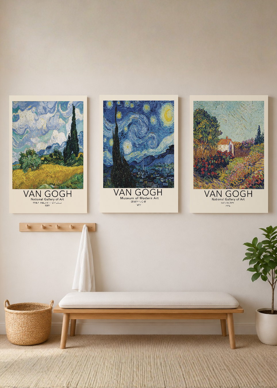 Set x3 Cuadros Decorativos Sin Marco - MDF 9mm Abstractos Van Gogh - foto 3
