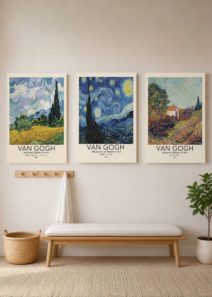 Set x3 Cuadros Decorativos Sin Marco - MDF 9mm Abstractos Van Gogh - foto 3