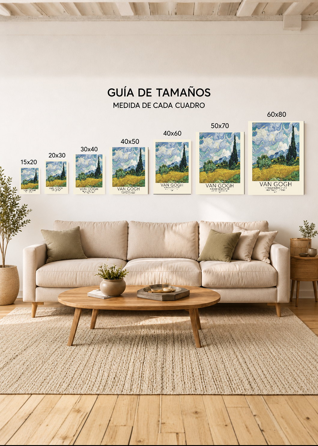 Set x3 Cuadros Decorativos Sin Marco - MDF 9mm Abstractos Van Gogh - foto 4