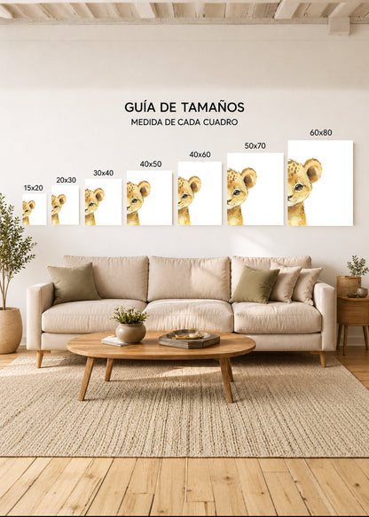 Set x3 Cuadros Decorativos Sin Marco - MDF 9mm Animalitos León Jirafa Elefante - foto 4