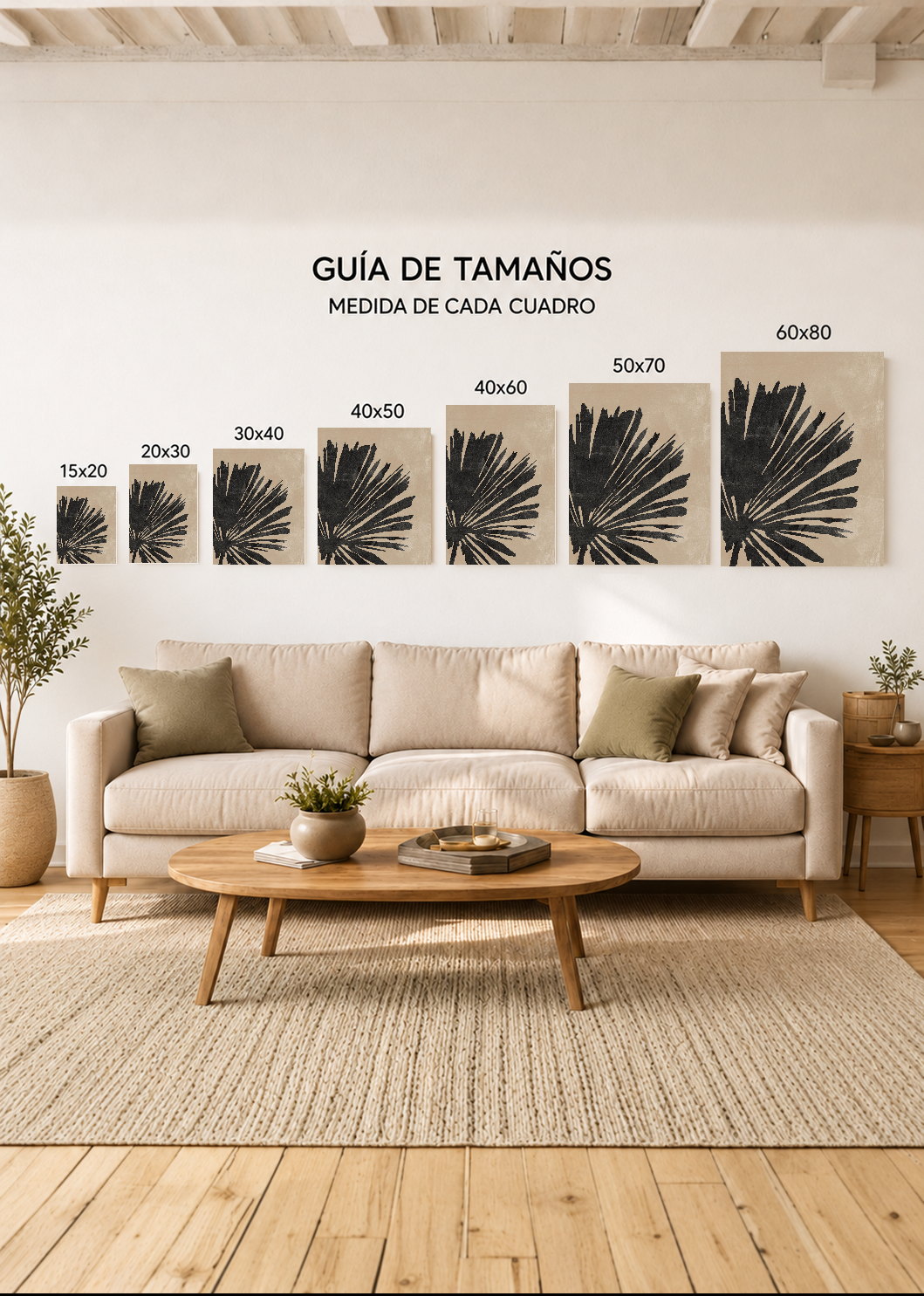 Set x3 Cuadros Decorativos Sin Marco - MDF 9mm Botánicos Plantas Botanic Vibes IX - foto 4