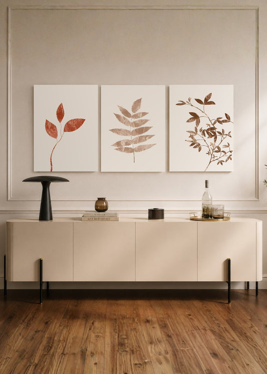 Set x3 Cuadros Decorativos Sin Marco - MDF 9mm Botánicos Plantas Botanic Vibes XIII - foto 1