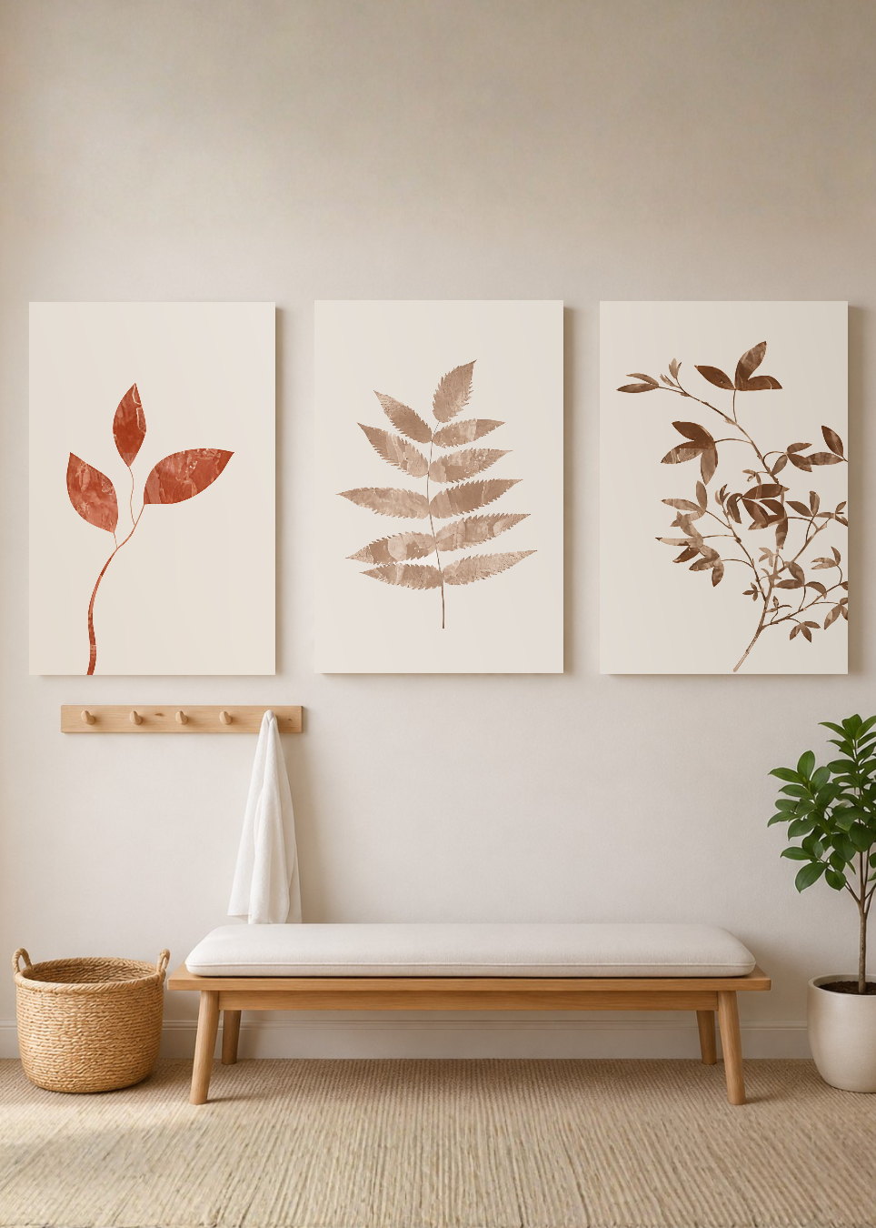Set x3 Cuadros Decorativos Sin Marco - MDF 9mm Botánicos Plantas Botanic Vibes XIII - foto 3