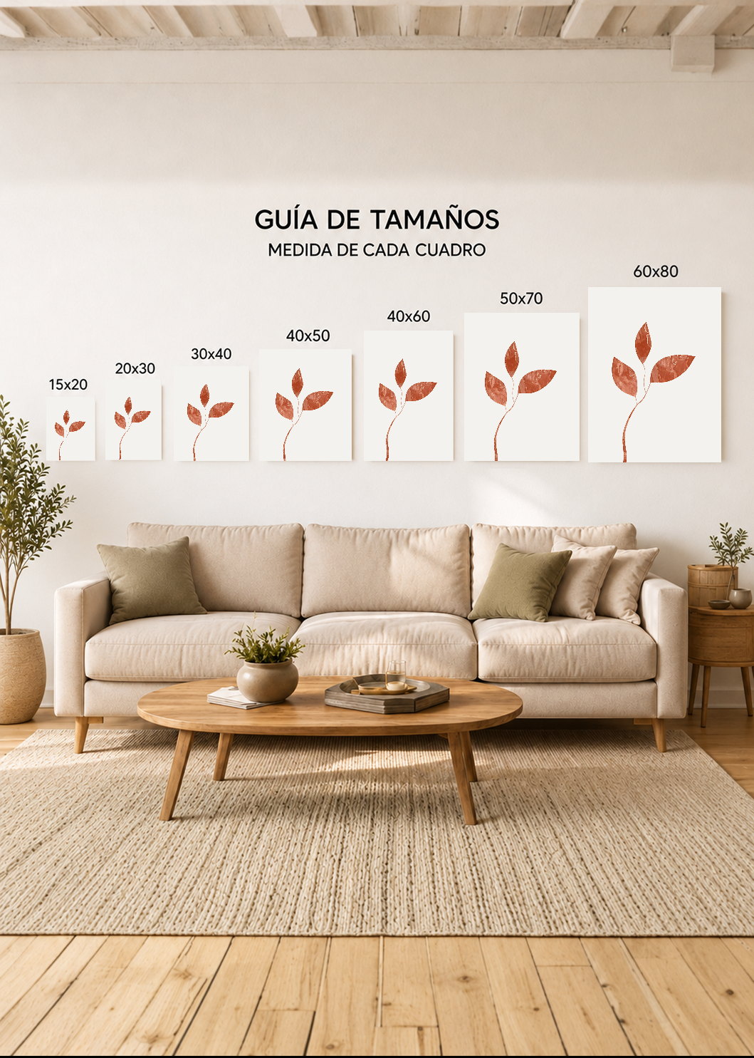 Set x3 Cuadros Decorativos Sin Marco - MDF 9mm Botánicos Plantas Botanic Vibes XIII - foto 4