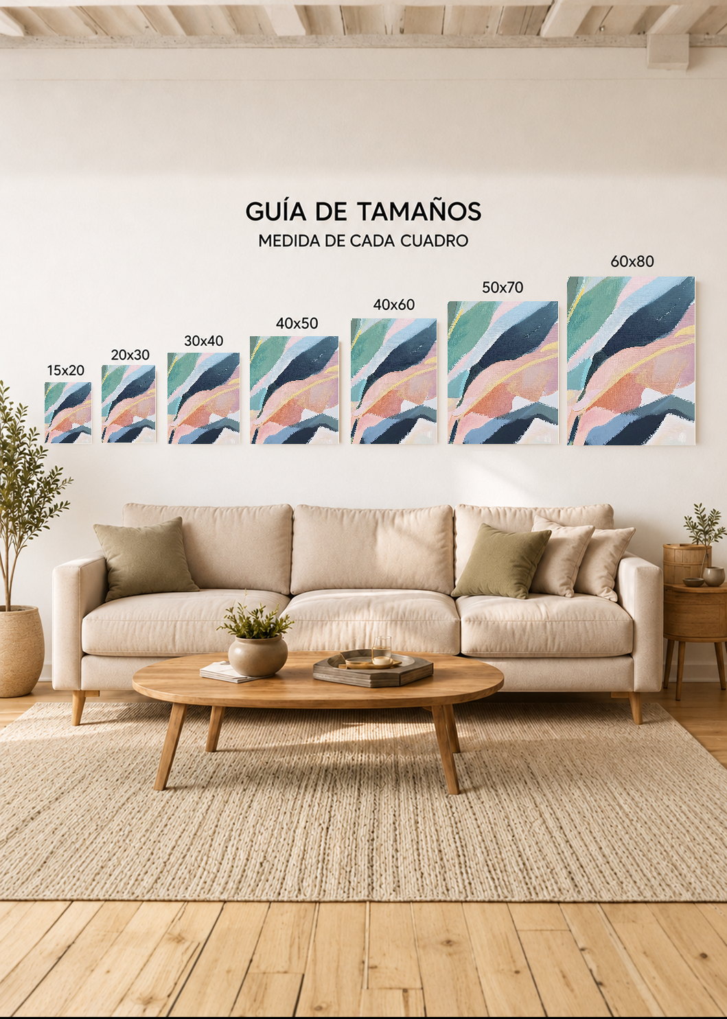 Set x3 Cuadros Decorativos Sin Marco - MDF 9mm Botánicos Plantas Botanic Vibes X - foto 4
