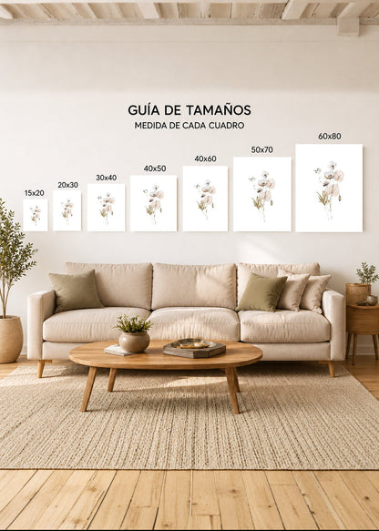 Set x3 Cuadros Decorativos Sin Marco - MDF 9mm Flores Acuarelas - foto 4