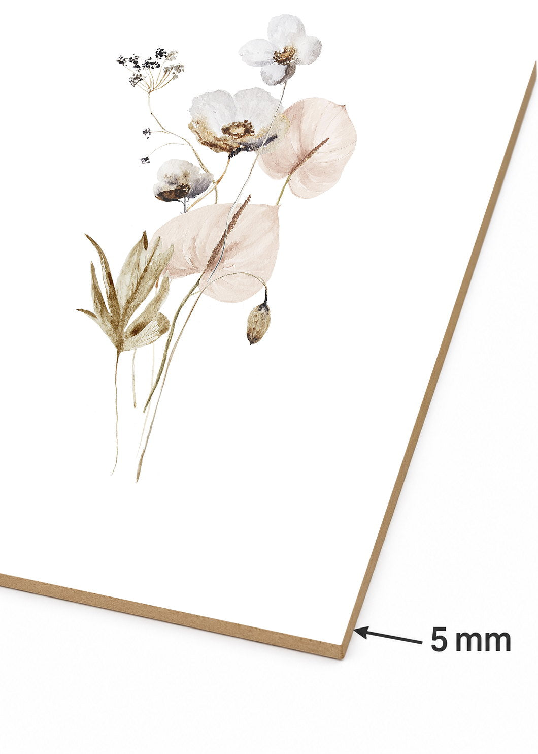 Set x3 Cuadros Decorativos Sin Marco - MDF 9mm Flores Acuarelas - foto 5
