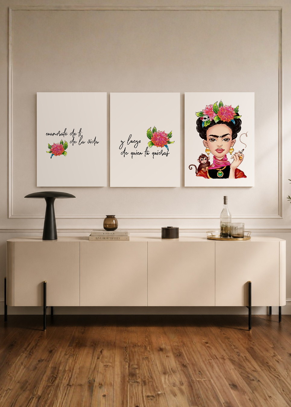 Set x3 Cuadros Decorativos Sin Marco - MDF 9mm Frida - foto 1