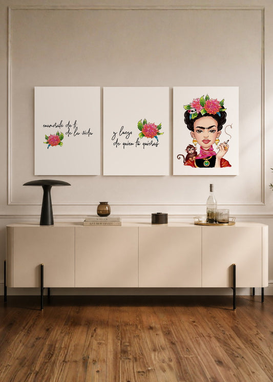 Set x3 Cuadros Decorativos Sin Marco - MDF 9mm Frida - foto 1