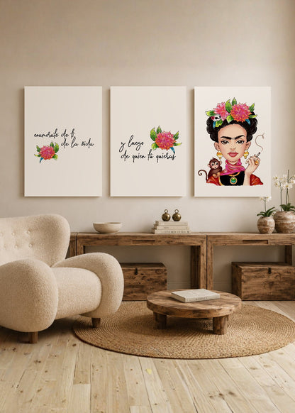 Set x3 Cuadros Decorativos Sin Marco - MDF 9mm Frida - foto 2