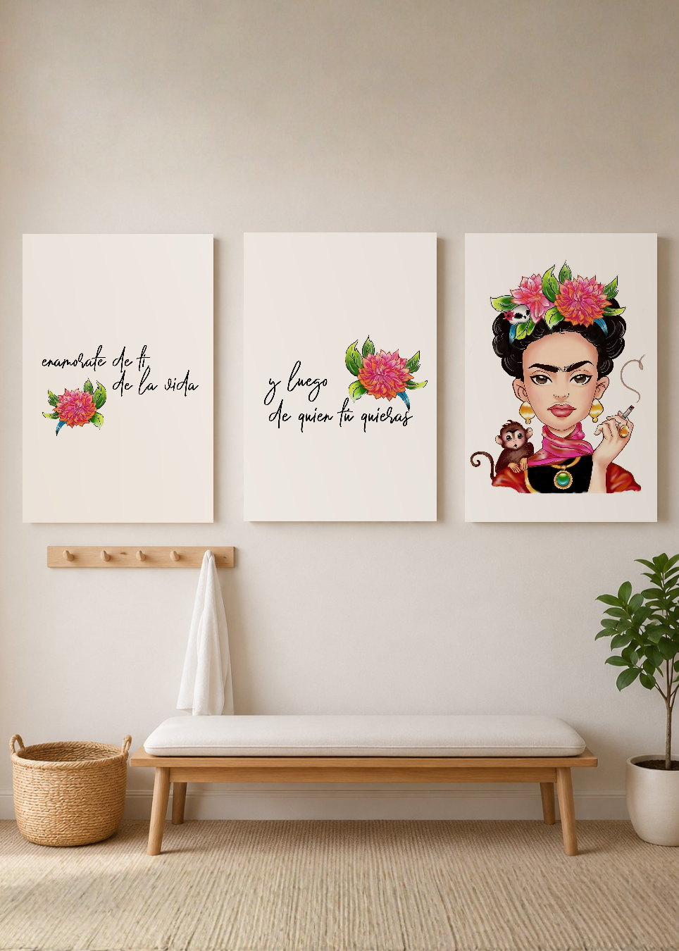 Set x3 Cuadros Decorativos Sin Marco - MDF 9mm Frida - foto 3