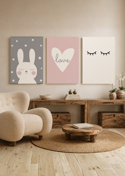 Set x3 Cuadros Decorativos Sin Marco - MDF 9mm Infantiles Rosa - foto 2